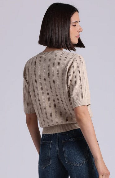 Minnie Rose Sparkle Short Sleeve Crew - Brown Sugar