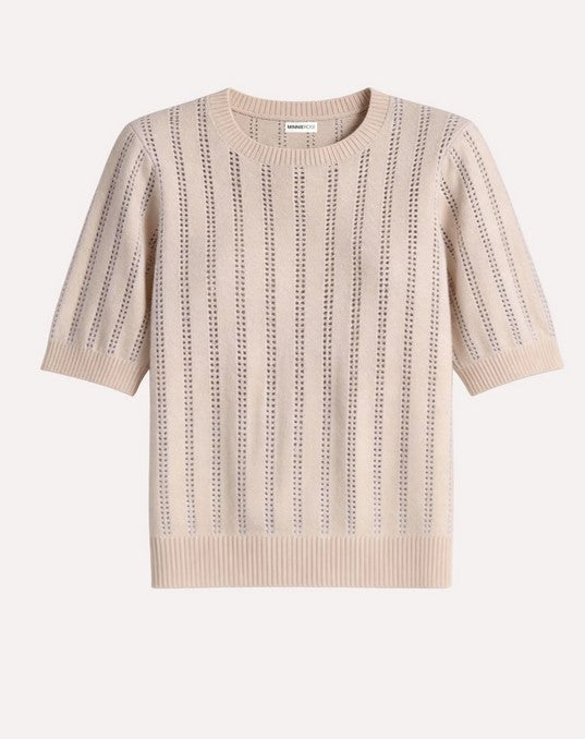 Minnie Rose Sparkle Short Sleeve Crew - Brown Sugar