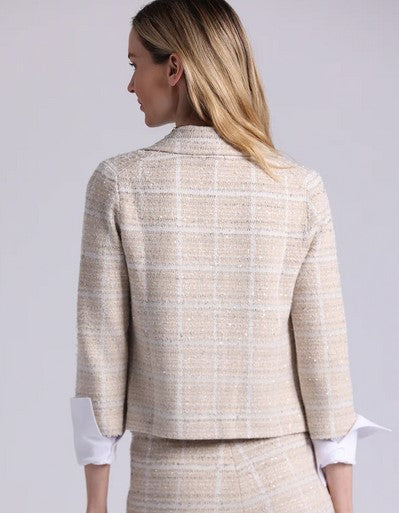 Minnie Rose Viscose Tweed Shrunken Blazer - Brown Sugar