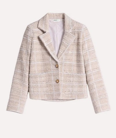 Minnie Rose Viscose Tweed Shrunken Blazer - Brown Sugar