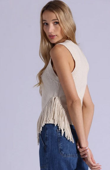 Minnie Rose Fringe Tank - Vanilla