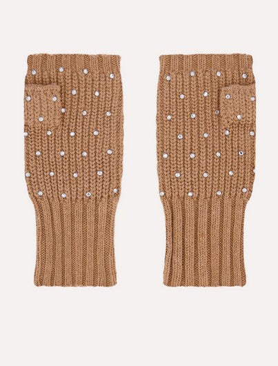Minnie Rose Cotton Cashmere Fingerless Gloves - Camel