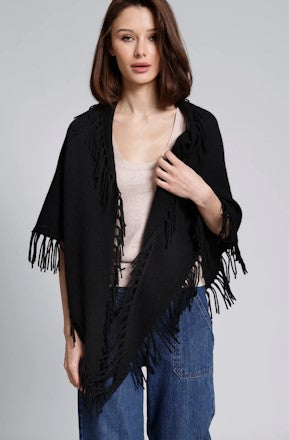 Minnie Rose Cashmere Fringe Shawl - Brazil Nut