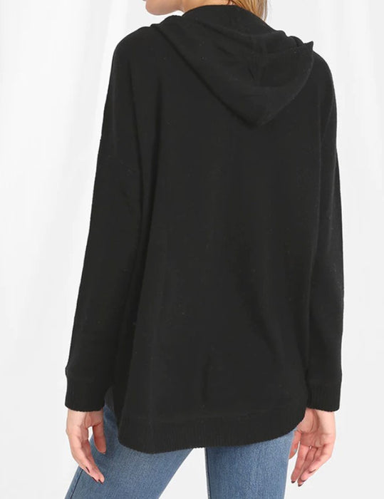 Minnie Rose Cashmere Zip Hoodie - Black