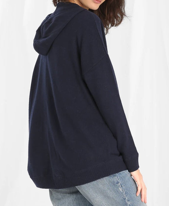 Minnie Rose Cashmere Zip Hoodie - Navy