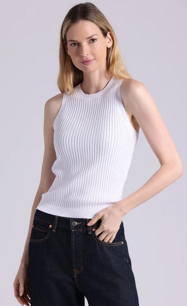 Minnie Rose Viscose Ribbed Tank - White