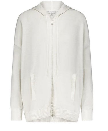 Minnie Rose Cotton Cashmere Oversized Zip Hoodie - White