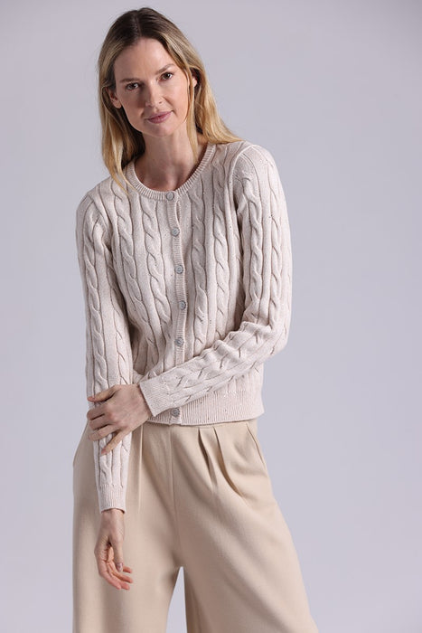 Minnie Rose Sparkle Cotton Cardigan - Brown Sugar