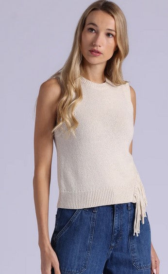 Minnie Rose Fringe Tank - Vanilla
