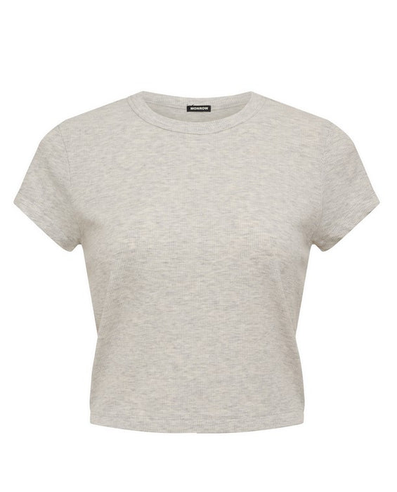 Monrow Supersoft Rib Mini Tee - Ash