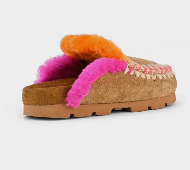 Mou Winer Bio Overstitching Mule - Cognac