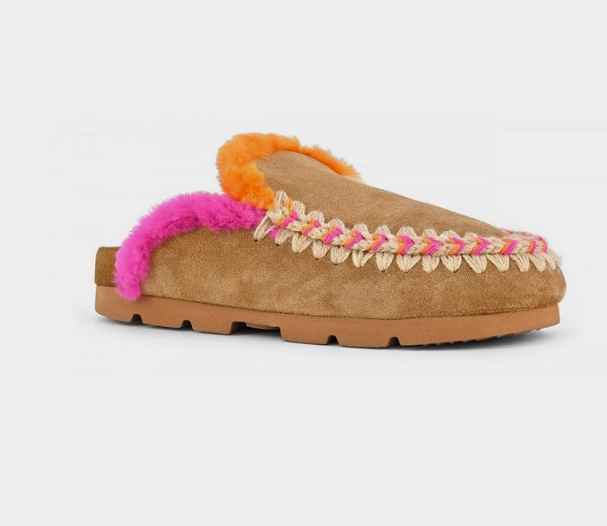 Mou Winer Bio Overstitching Mule - Cognac