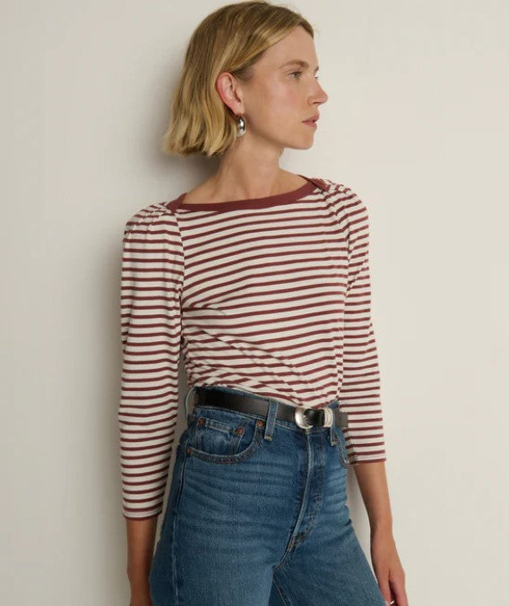 Nation Amelie Enveope Neck Tee - Sable Stripe
