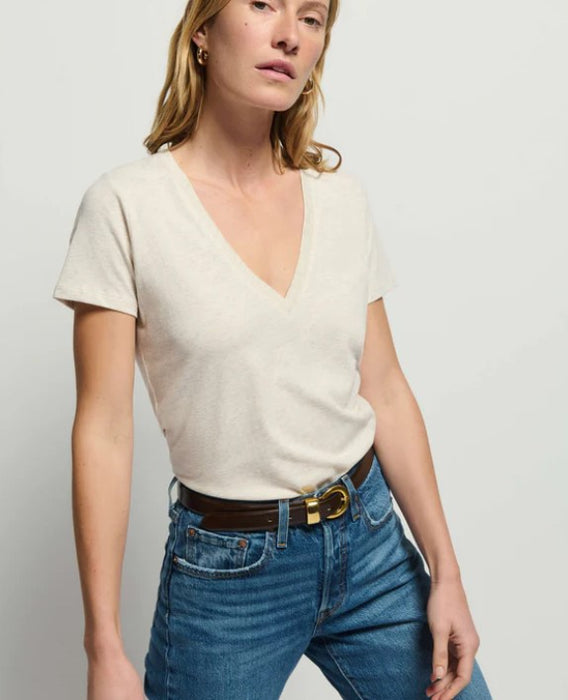 Nation Blair Slim V Neck Tee - Heather Oatmeal