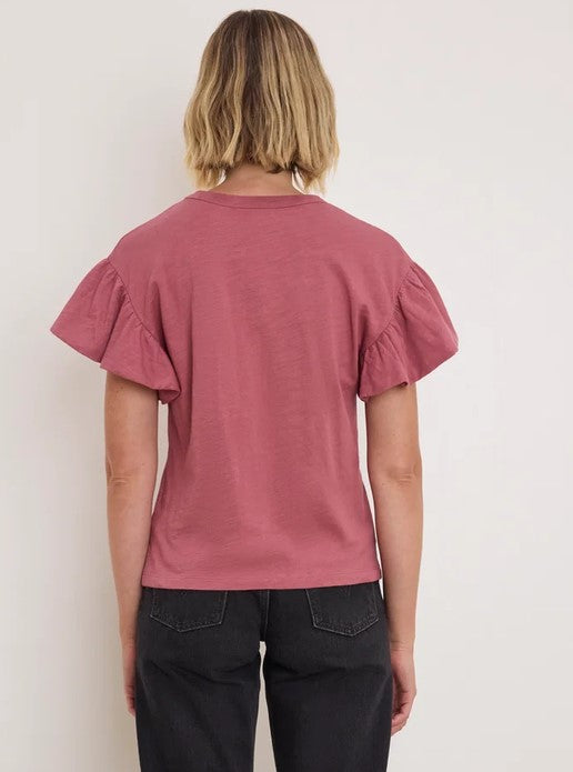 Nation LTD Camille Ruffle Tee - Deco Rose