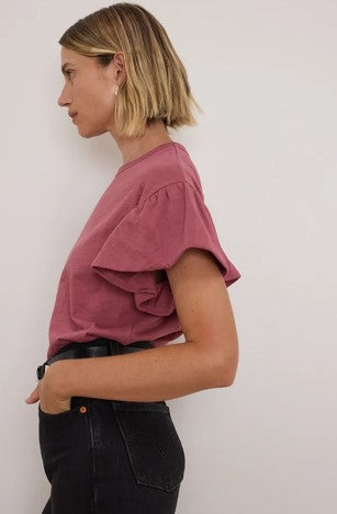 Nation LTD Camille Ruffle Tee - Deco Rose
