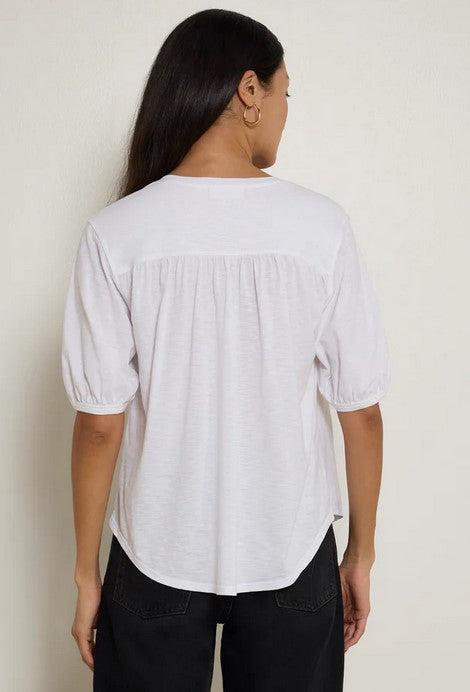 Nation LTD Edie shirred Shoulder Top - White