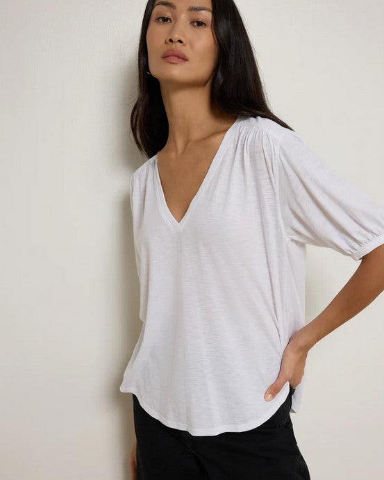 Nation LTD Edie shirred Shoulder Top - White