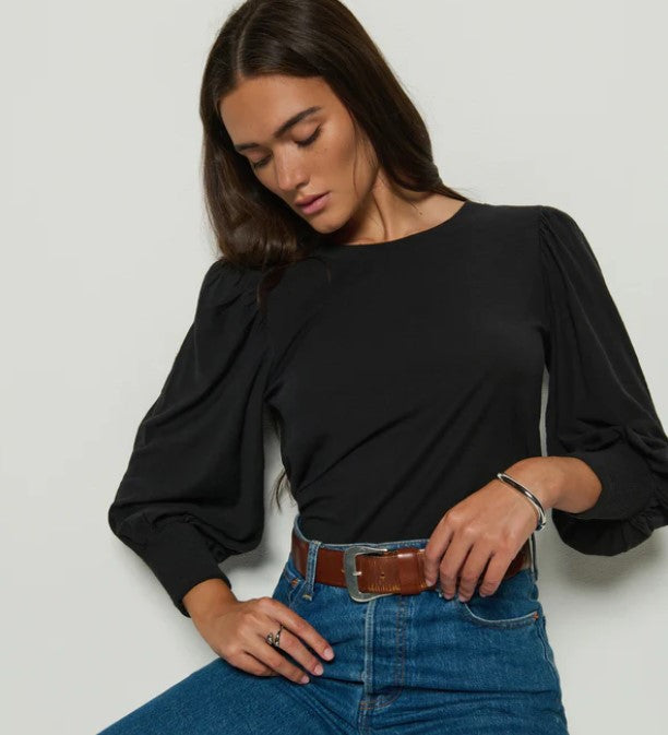 Nation LTD Loren Peasant Tee - Jet Black