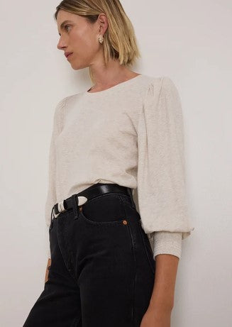 Nation LTD Loren Peasant Tee - Heather Oatmeal