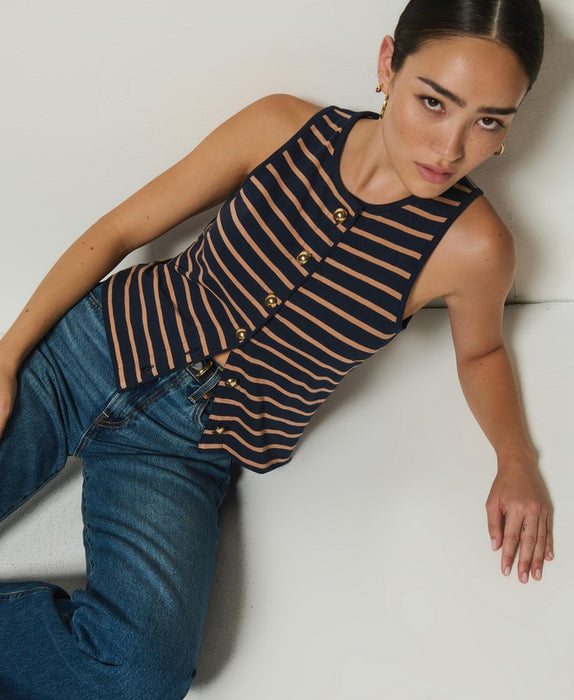 Nation Abbie Tank - Latte Stripe
