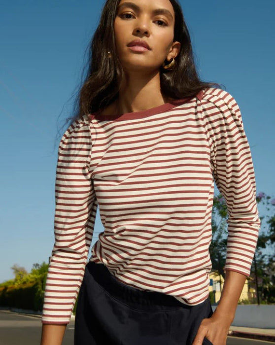 Nation Amelie Enveope Neck Tee - Sable Stripe