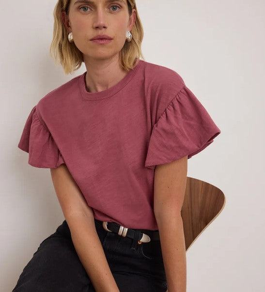 Nation LTD Camille Ruffle Tee - Deco Rose