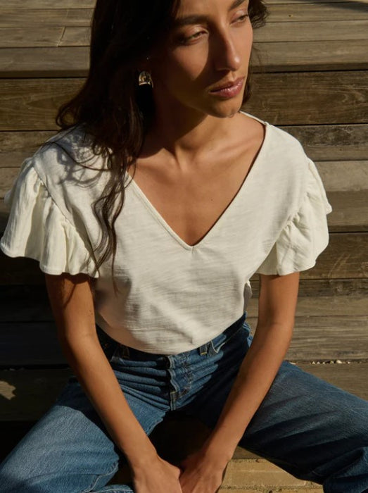 Nation LTD Emmy Flutter Sleeve Tee - Porcelain