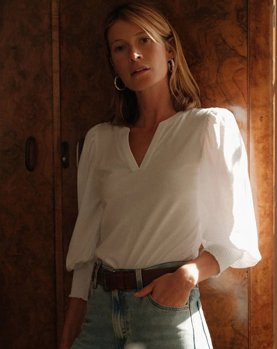 Nation LTD Flora Peasant Top - White