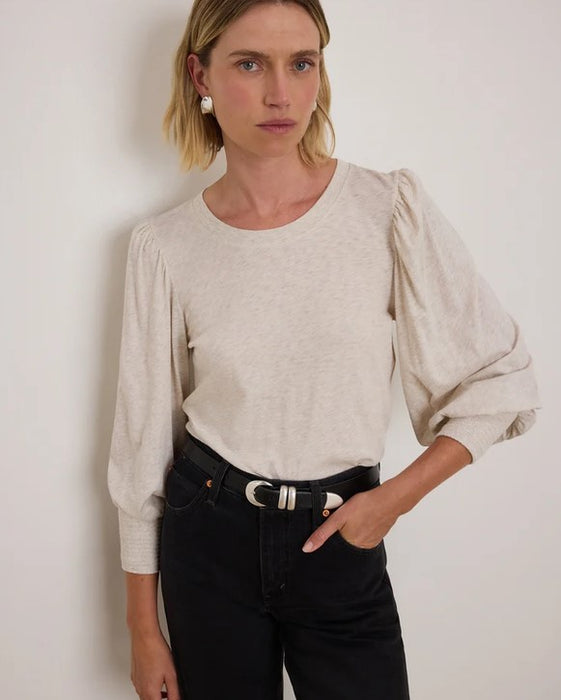Nation LTD Loren Peasant Tee - Heather Oatmeal