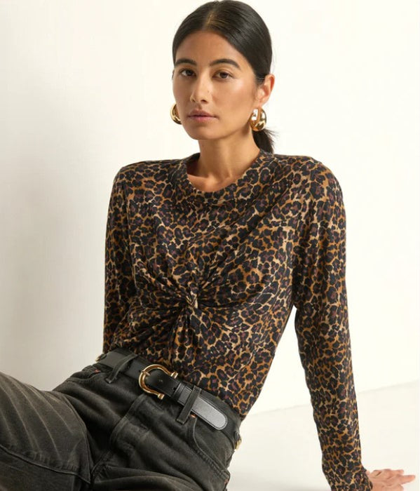 Nation LTD Marion Twist Front Tee - Winter Leopard