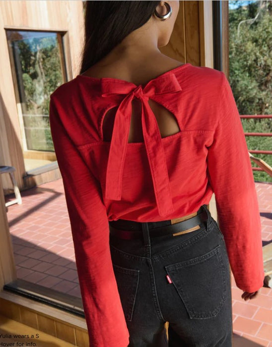 Nation LTD Tavin Tie Back Top - Poinsettia