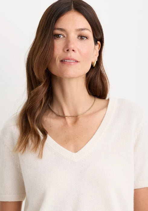 One Grey Day Kadri Cashmere V Neck Tee - Ivory