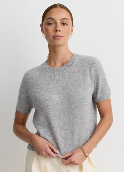 One Grey Day Kadri Cashmere Crew Tee - Heather Grey