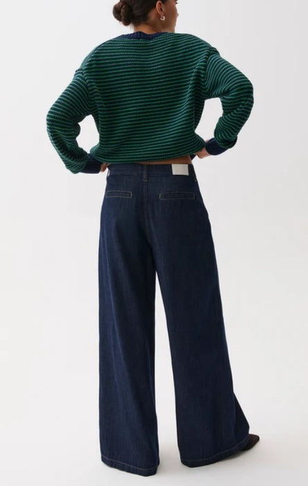 Pistola Delphine Pleated Denim Wide Leg - Force