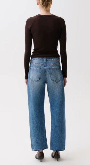 Pistola Lexi Mid Rise Bowed Straight Jeans - Star Studded