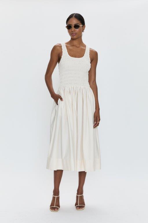 Pistola Alessia Smocked Drop Waist Dress in Maraschino
