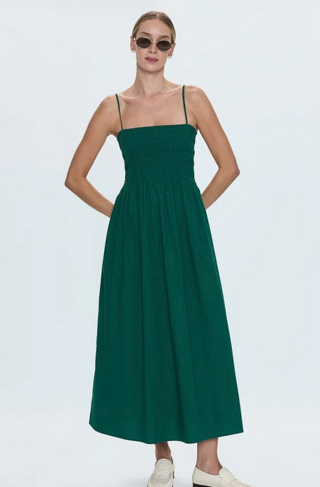 Pistola Bianco Shirred Dress - Emerald