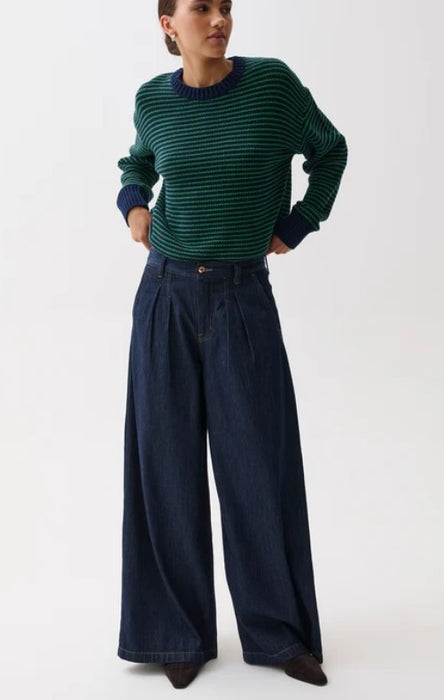 Pistola Delphine Pleated Denim Wide Leg - Force
