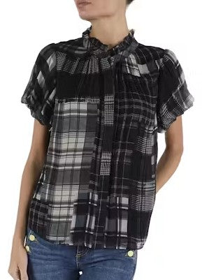 Ramy Brook Lacey Plaid Top - Black Plaid
