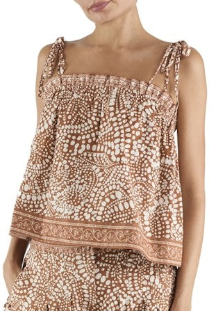 Ramy Brook Scarlett Tie Shoulder Tank - coffee Dot