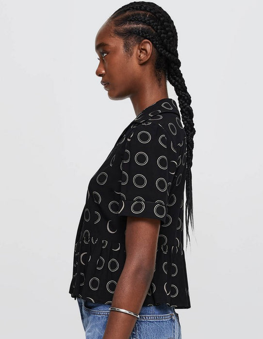Re/Done Micro Bowling Shirt - Black/Cream