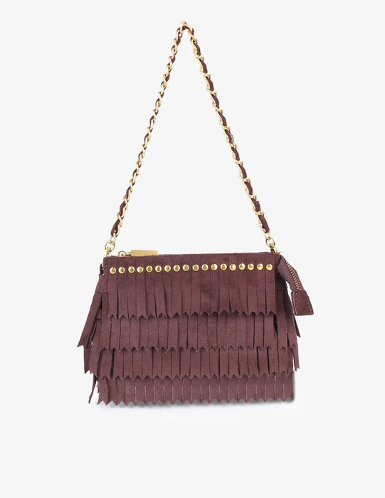 Remi Reed Vassel Fringe Bag - Berry