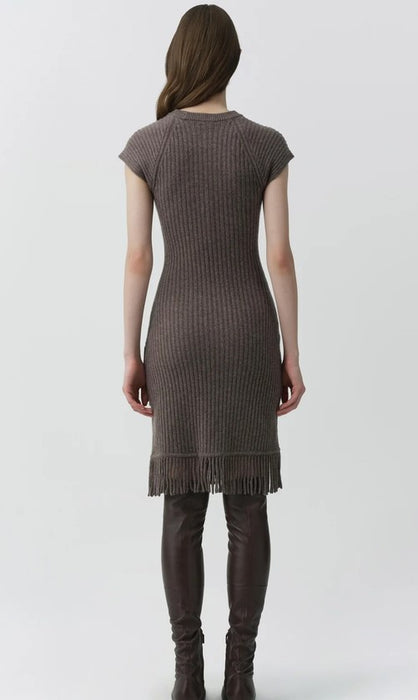 Simkhai Margot Knit Mini Dress - Mushroom Melange