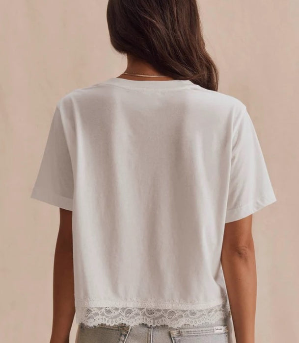 Splendid Lainey Lace Trim Tee - White