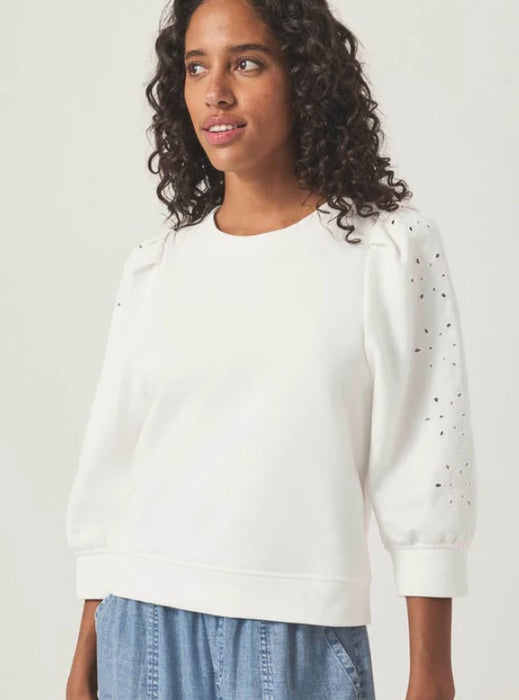 Splendid Rory Embroidered Sweatshirt - White