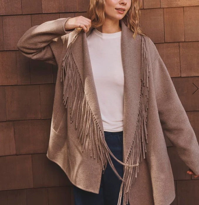 Splendid Sandra Fringe Jacket - Taupe