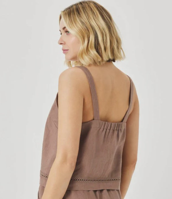 Splendid Stella Linen Trim Tank - Wicker