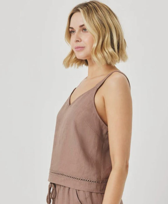 Splendid Stella Linen Trim Tank - Wicker