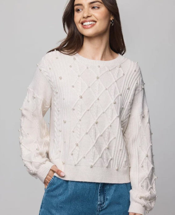 Splendid Demi Pearl Sweater - Pale Oak
